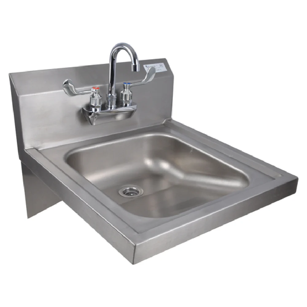 BK Resources BKHS-ADA-S-P-G 14 Inch ADA Hand Sink Wall Mount Stainless Steel with Splash Mount Faucet