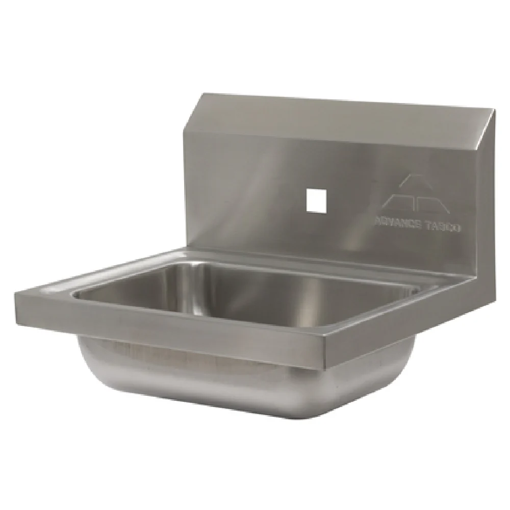 Advance Tabco 7-PS-71 14 Inch Hand Sink Wall Mounted 20 Gauge Stainless Steel with Basket Drain