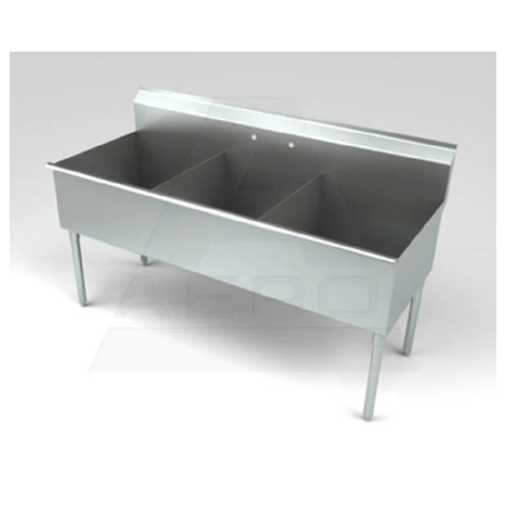 AERO Manufacturing XS3-2118 21 Inch Sink Three Compartment 16 Gauge Stainless Steel