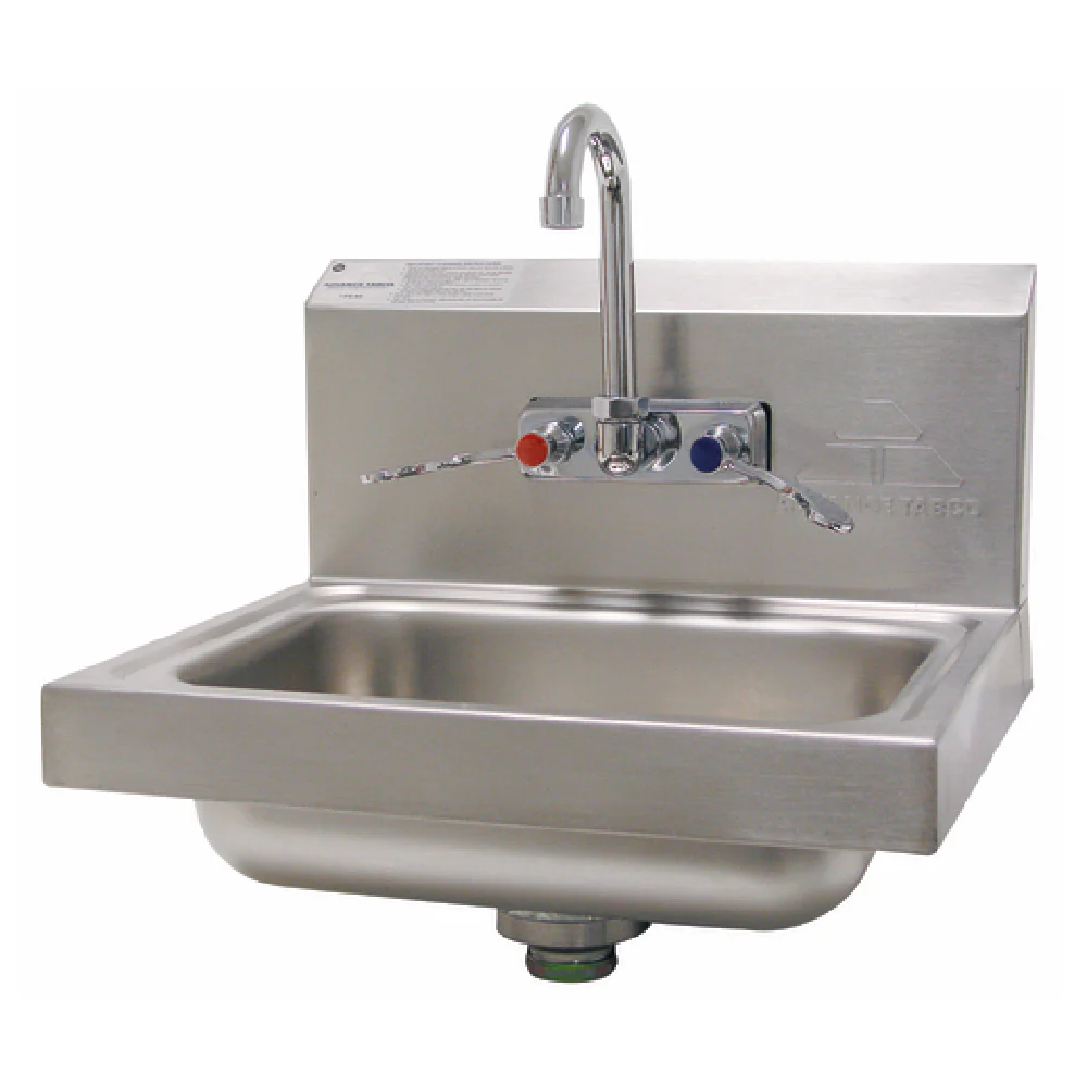 Advance Tabco 7-PS-68-X 14 Inch Hand Sink Wall Mounted with Gooseneck Faucet Stainless Steel