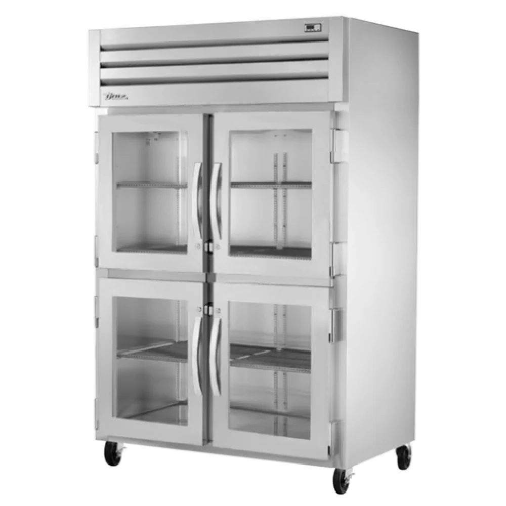 True Refrigeration STR2R-4HG-HC 52 Inch Commercial Refrigerator Reach-In Two Section with Glass Half Doors True Refrigeration STR2R-4HG-HC 52 Inch Commercial Refrigerator Reach-In Two Section with Glass Half Doors