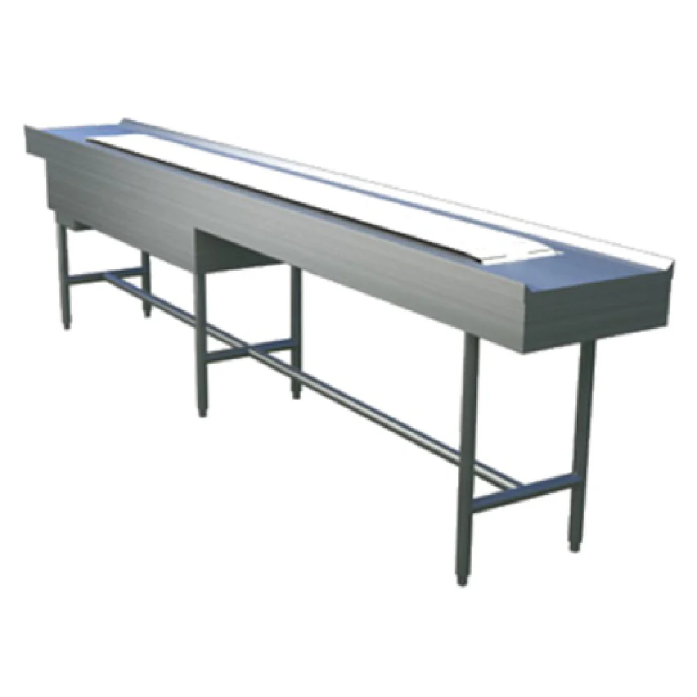 Alluserv SBC10 120 Inch Tray Make-Up Conveyor Motorized Slat Belt with Stainless Steel Alluserv SBC10 120 Inch Tray Make-Up Conveyor Motorized Slat Belt with Stainless Steel