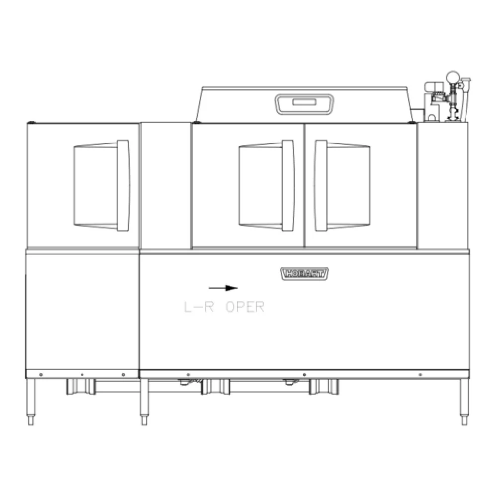 Hobart CLPS86EN-ADV+BUILDUP 86 Inch Dishwasher Conveyor Dual Tank with Power Scrapper