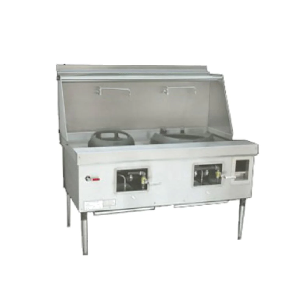 Town M-2-SS 60 Inch Gas Wok Range with (2) Cast Iron Brick Lined Chambers