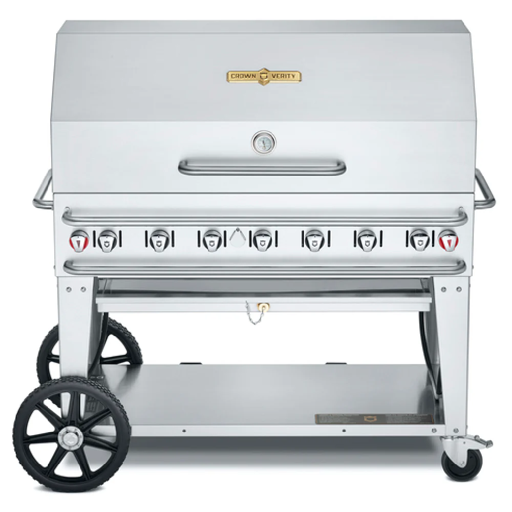 Crown Verity CV-RCB-48RDP-SI50/100 56 Inch Outdoor Grill Gas 7 Burners Stainless Steel with Roll Dome