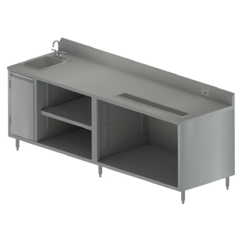 BK Resources BEVT-3096L 96 Inch Beverage Table with 14 x 10 Inch Sink and Faucet