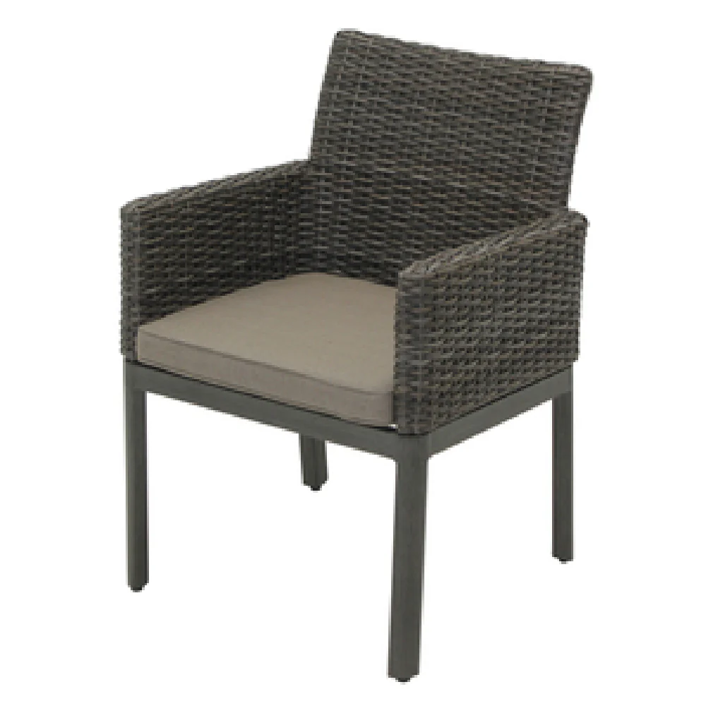 Plantation Prestige Commercial Furniture 8561100-0240432 23 Inch Santa Cruz Dining Chair with Sunbrella cushions Greystone wicker Aluminum frame