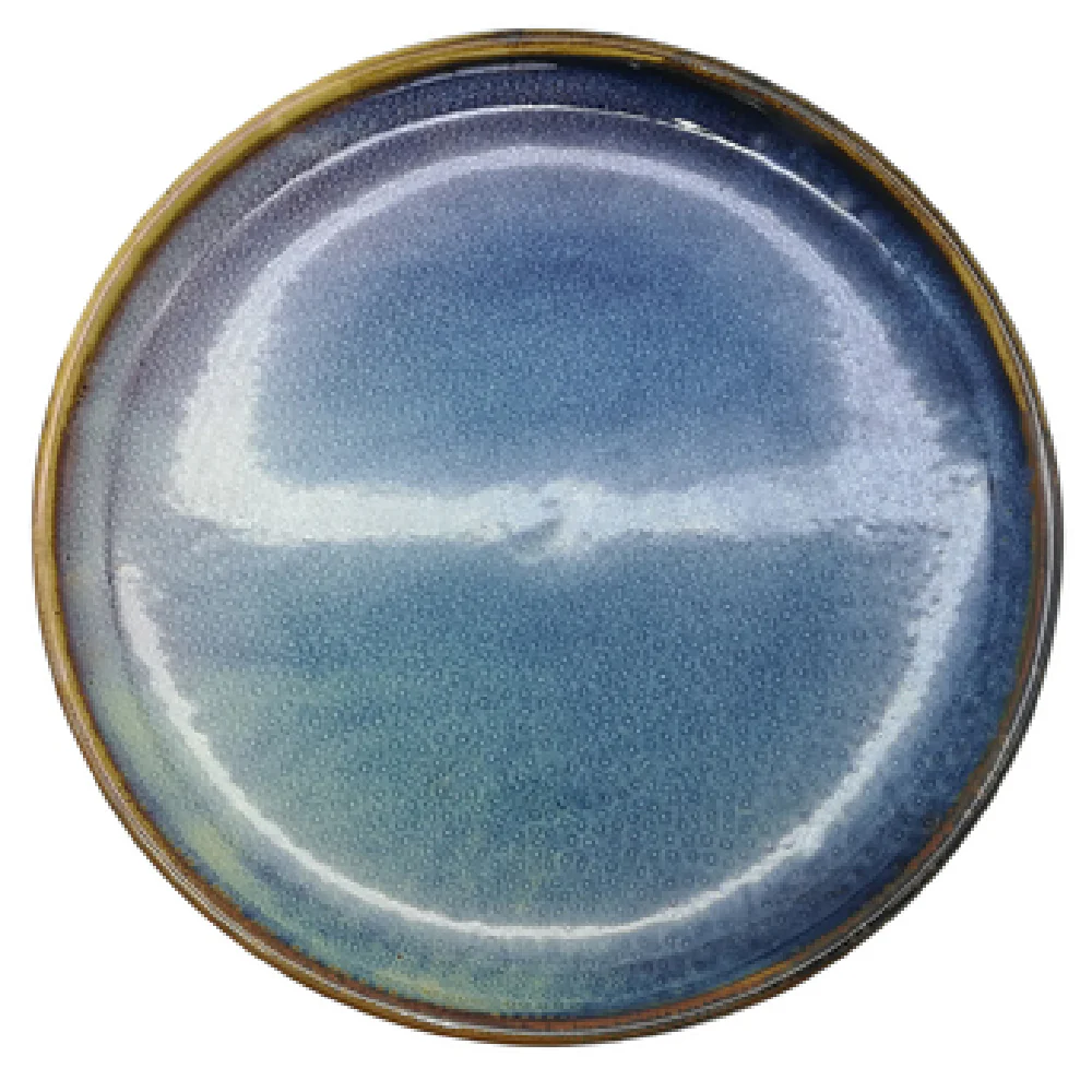 Bon Chef 2100020P 8 Inch Tavola Round Salad Plate Porcelain Aqua Blue