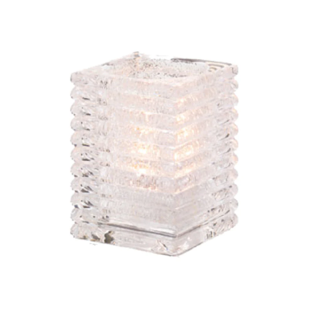 Hollowick 1511CJ 2-7/8 Inch Candle Lamp Rib Block Clear Glass Jewel Finish