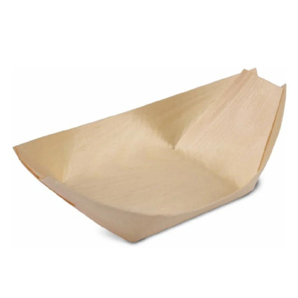 JB Prince RB329 4.5 Inch Poplar Wood Serving Boat Bamboo Condiment Vessel
