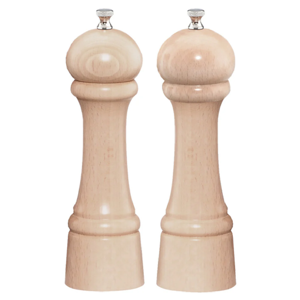 Chef Specialties 8202 Mill Set Stainless Steel Grinders Wood Finish with Lifetime Warranty