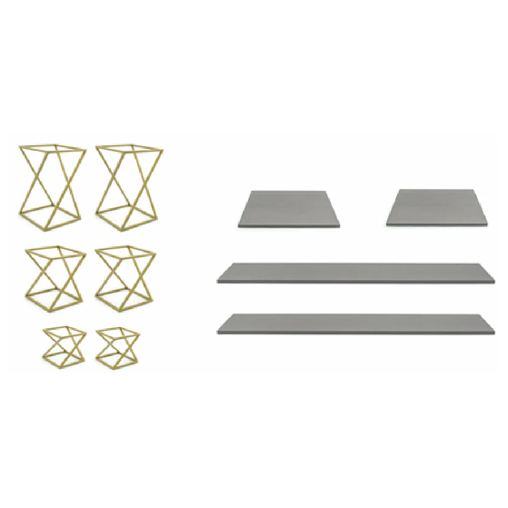 FOH BST031MUM28 Buffet Essentials Twist Smoke Bamboo On Matte Brass Includes Two BRI005GOI28 Twist Risers Set Of 3 Matte Brass