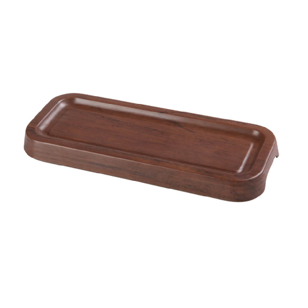 Yanco WL-414 14 Inch Rectangular Serving and Display Tray Melamine Brown with Foot