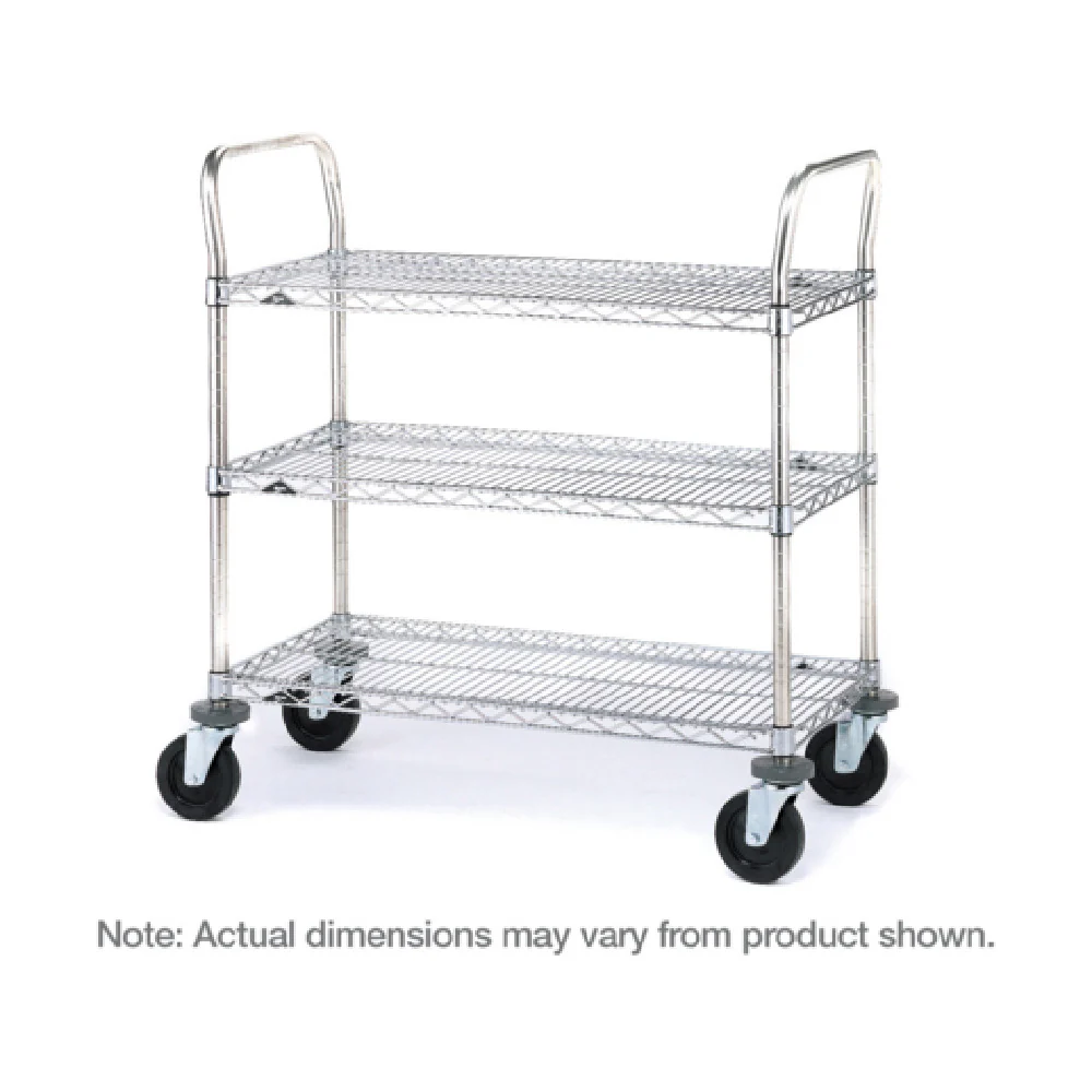 Metro 3SPN33ABR 36 Inch SP Heavy Duty Utility Cart with 3 Wire Shelves Zinc Metro 3SPN33ABR 36 Inch SP Heavy Duty Utility Cart with 3 Wire Shelves Zinc