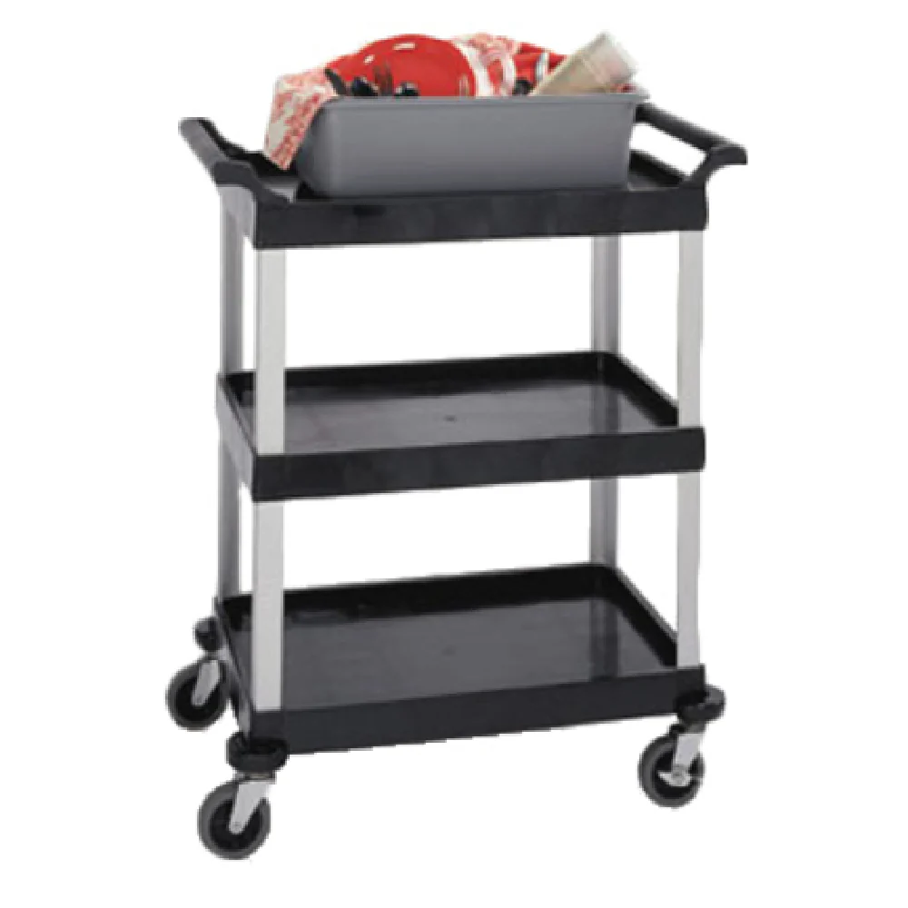 Lakeside 2500 31-3/4 Inch Bus Cart 3 Shelf Push Handles Black Polyethylene Lakeside 2500 31-3/4 Inch Bus Cart 3 Shelf Push Handles Black Polyethylene