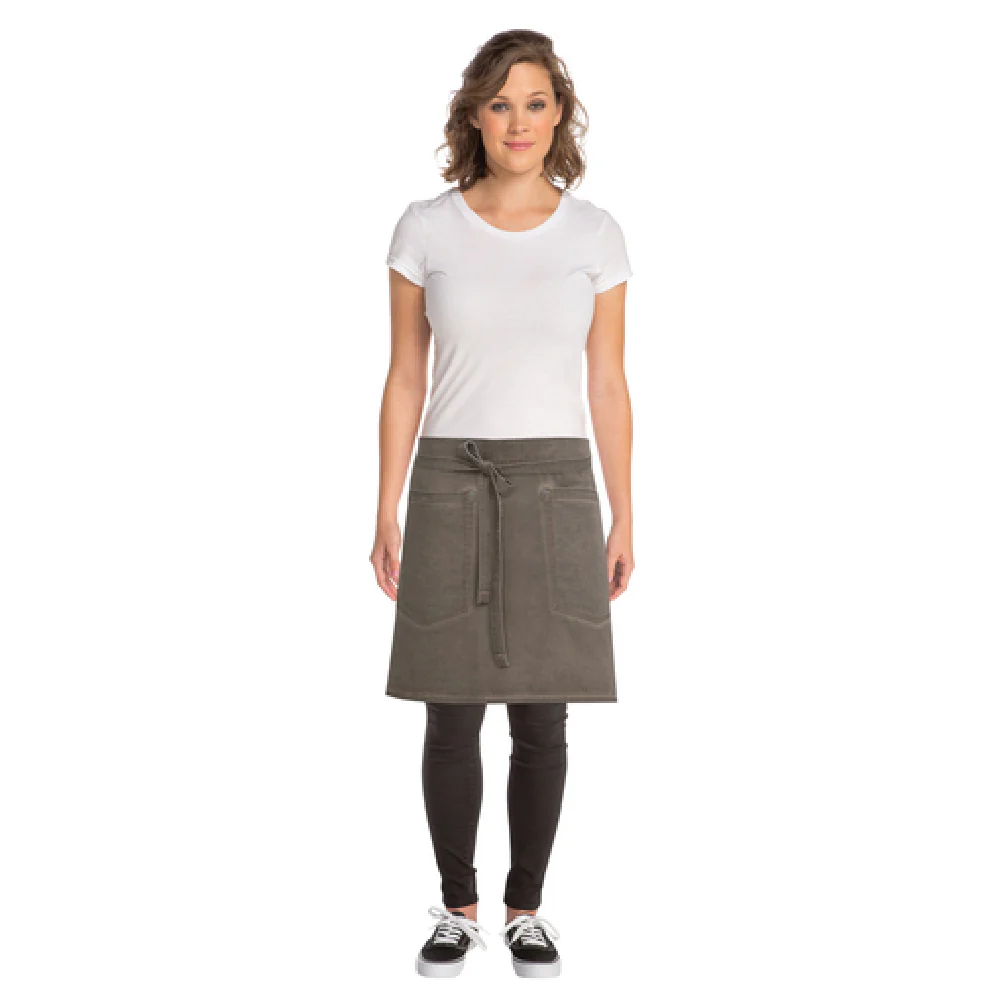 Chef Works AHWAQ014EAB0 31 Inch Dorset Bistro Apron with Riveted Hip Pocket Brown Cotton