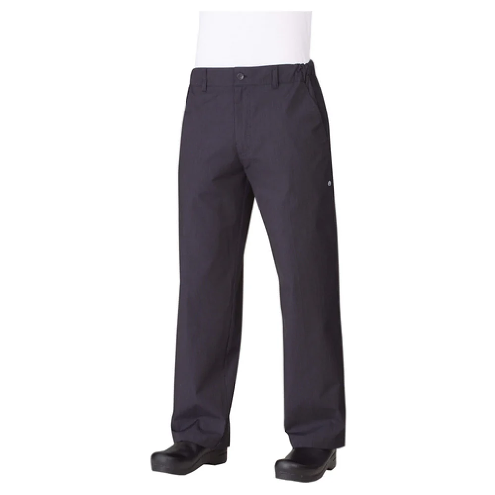 Chef Works PSER-BLK-3XL 3XL Slimmer Fit Chef Pants with Flat Drawstring Black Poly/Cotton