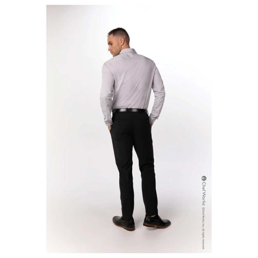 Chef Works SFC02-GRY-S Long Sleeve Dress Shirt Men's Small Gray Poly Cotton Chef Works SFC02-GRY-S Long Sleeve Dress Shirt Men's Small Gray Poly Cotton