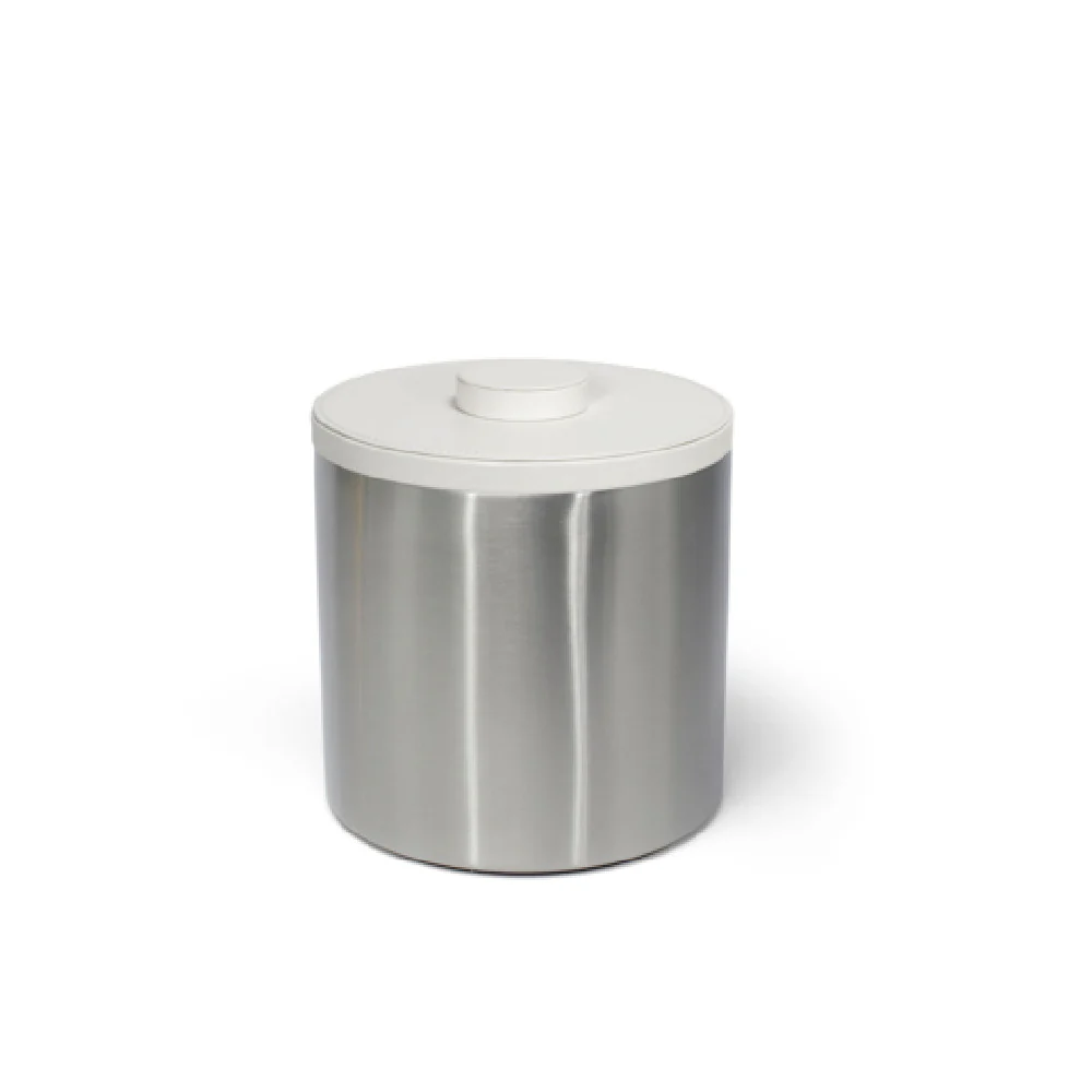 FOH RIB049BSS21 3qt Round Brushed Stainless Ice Bucket Silver With London White Lid FOH RIB049BSS21 3qt Round Brushed Stainless Ice Bucket Silver With London White Lid