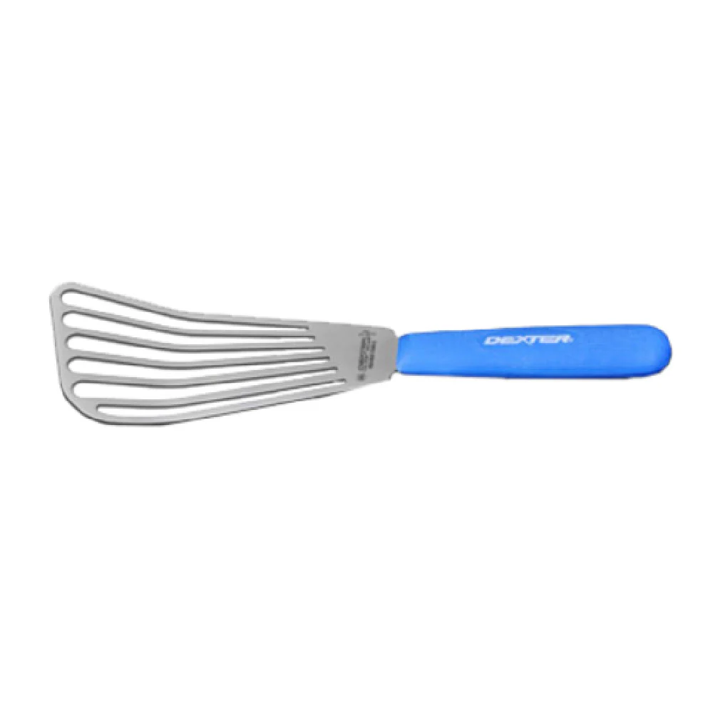 Dexter Russell 19673H 6-1/2 Inch Length Slotted Turner Polypropylene Blue Handle Stainless Steel with Heat Resistant Design