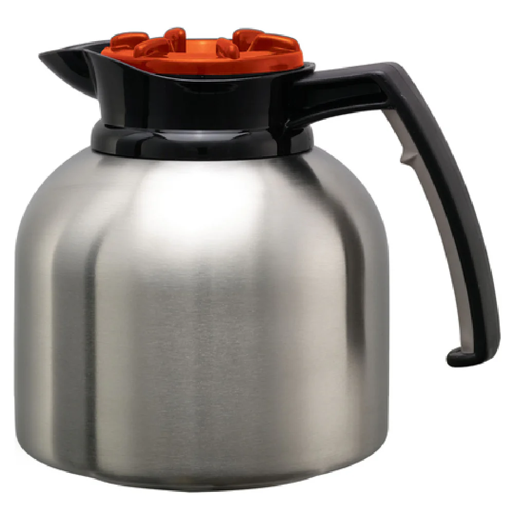 Service Ideas BNP19DL 64.2 Oz Brew N Pour Carafe Ergonomic Handle Orange Lid Stainless Steel Service Ideas BNP19DL 64.2 Oz Brew N Pour Carafe Ergonomic Handle Orange Lid Stainless Steel