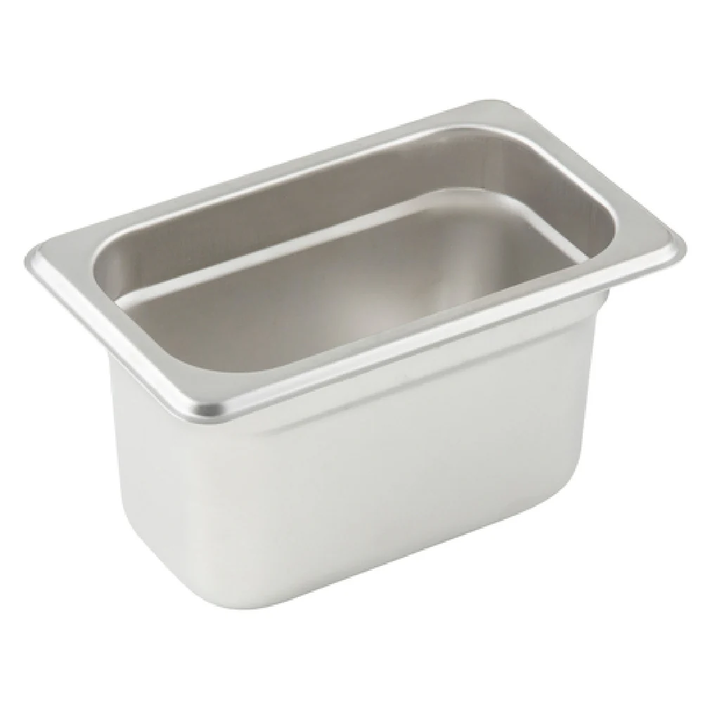 Winco SPJP-904 6-3/4 Inch Stainless Steel Steam Table Pan 1/9 Size Anti-jamming