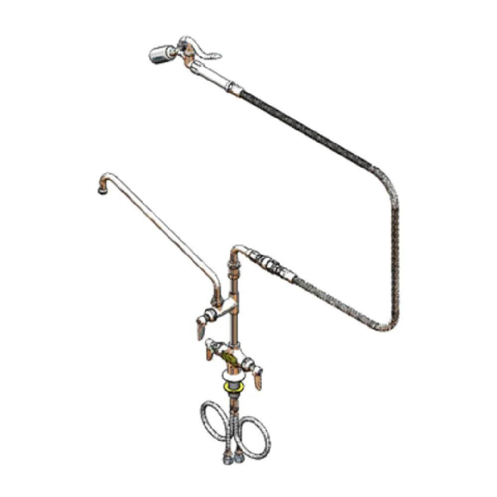 T&S Brass B-0300-A16-WD Double Pantry Faucet 16 Inch Stainless Steel with Add-on