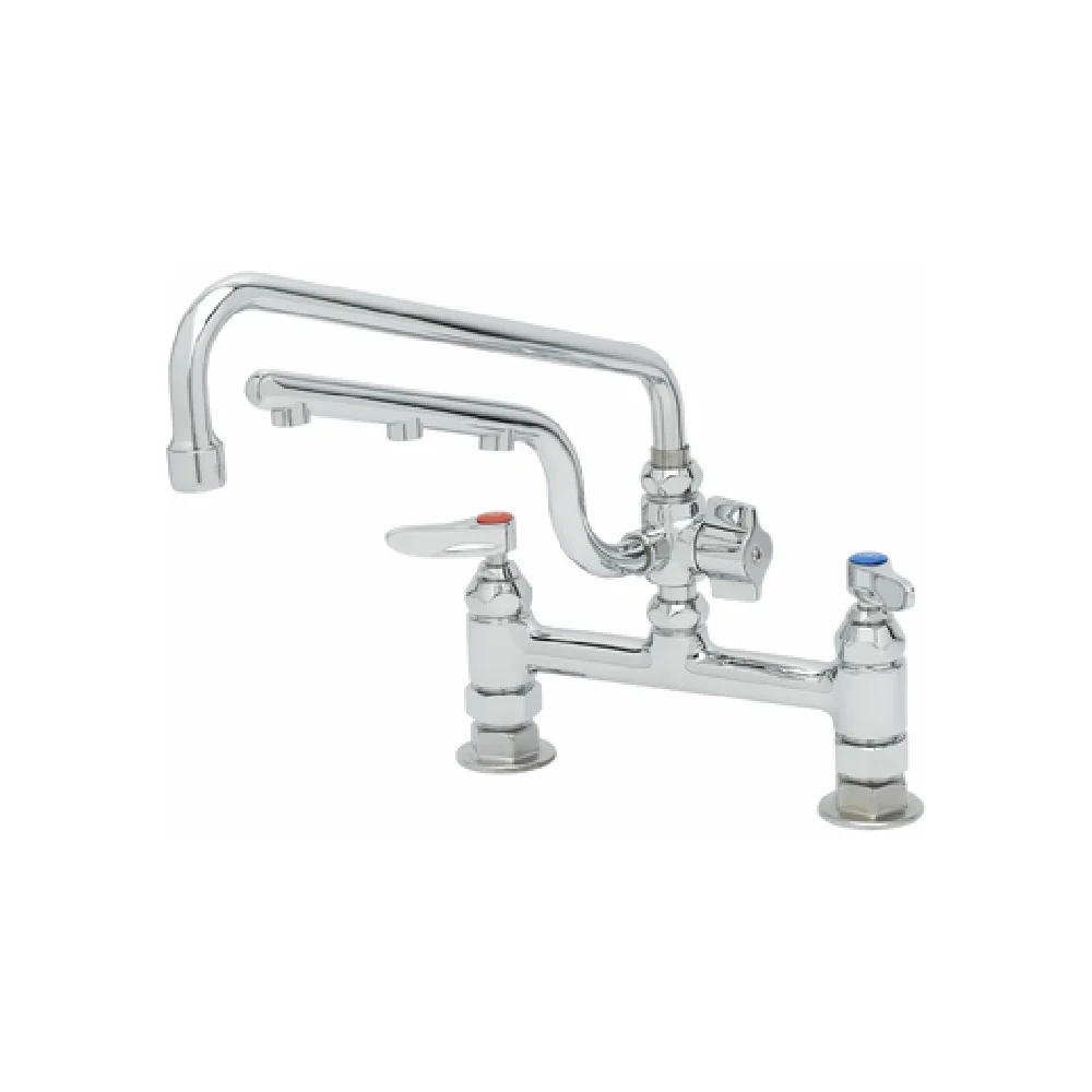 T&S Brass B-0221-U12 12 Inch Deck Mount Mixing Faucet with Polished Chrome Brass Finish