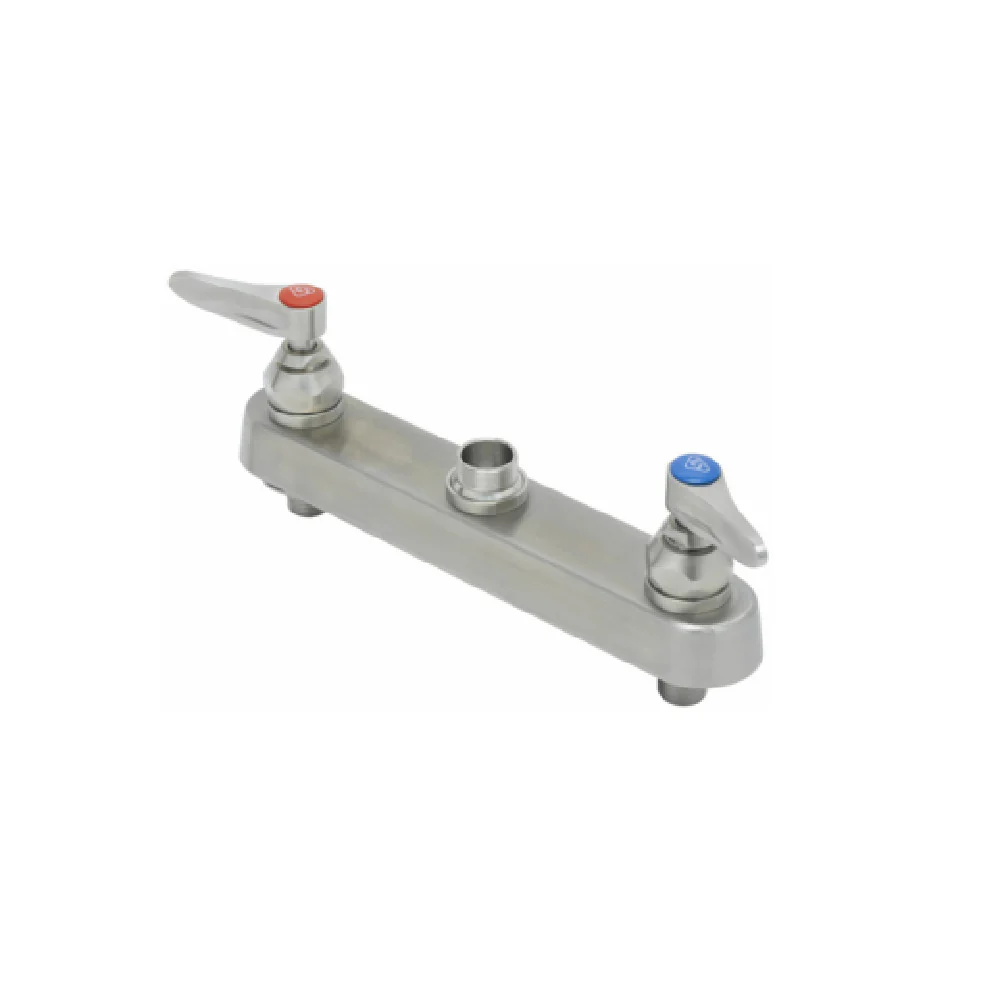 T&S Brass S-1120-LN 8 Inch Deck Mount Faucet With Stainless Steel Lever Handles