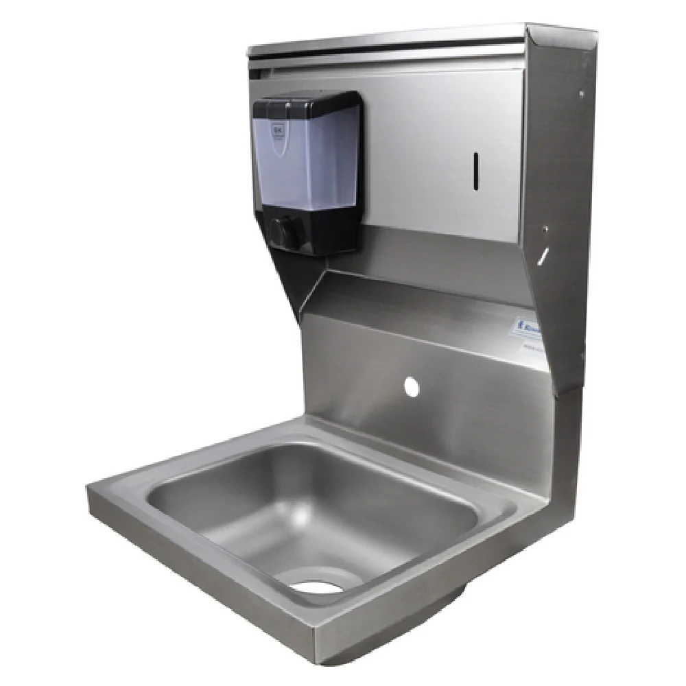 BK Resources BKHS-W-1410-1-4D-TD 14 Inch Hand Sink Wall Mount with Towel and Soap Dispenser