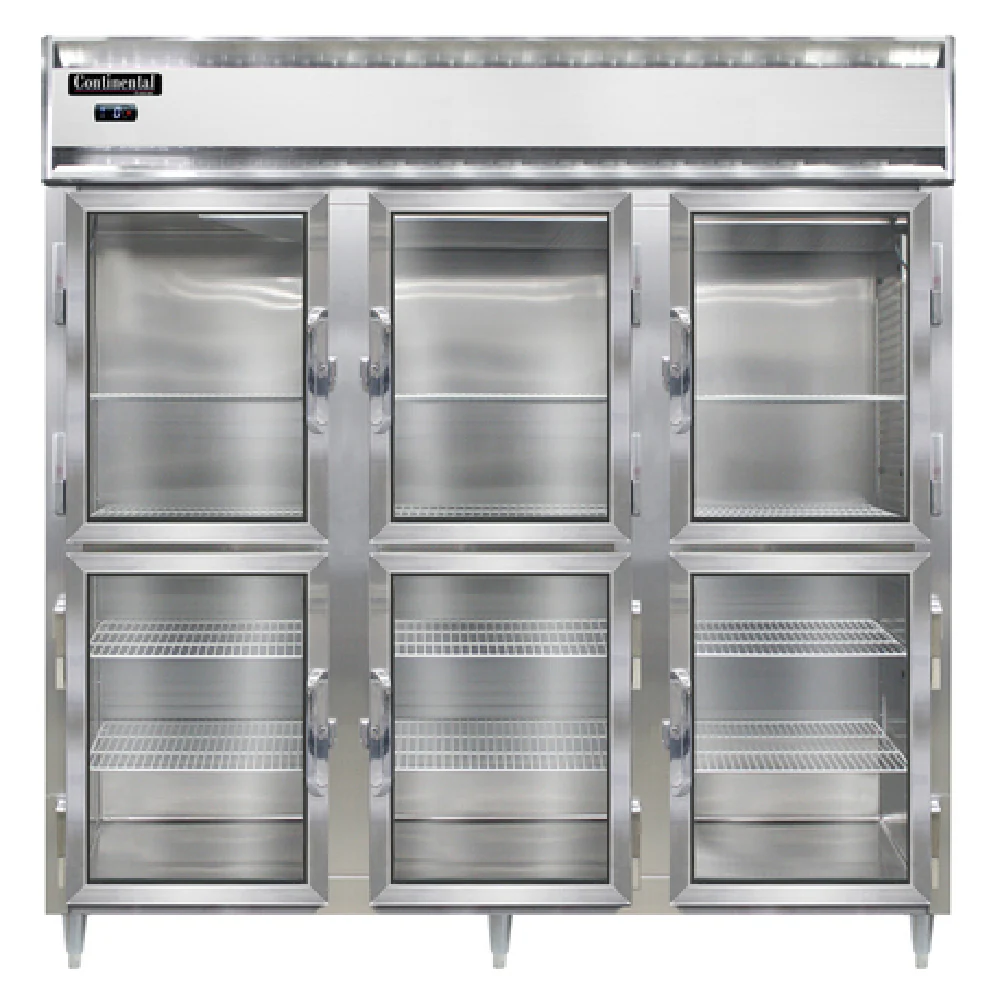 Continental Refrigerator DL3F-SA-GD-HD 78 Inch Designer Line Freezer Reach-In 3 Section with Glass Doors Continental Refrigerator DL3F-SA-GD-HD 78 Inch Designer Line Freezer Reach-In 3 Section with Glass Doors