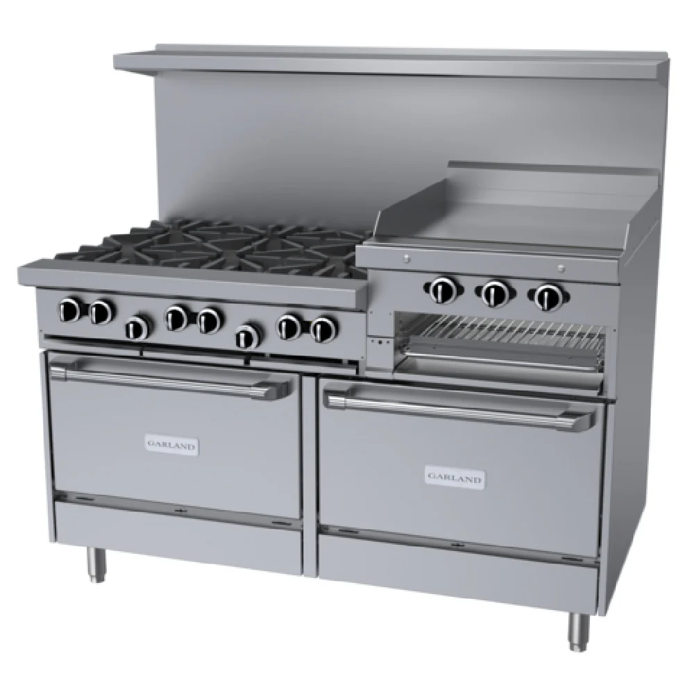 Garland G60-6R24CR 60 Inch Gas Range with (6) 33000 BTU Burners and (2) Ovens Garland G60-6R24CR 60 Inch Gas Range with (6) 33000 BTU Burners and (2) Ovens