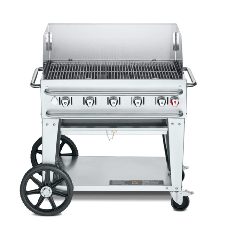 Crown Verity CV-RCB-36WGP-LP 44 Inch Pro Series Outdoor Gas Grill 5 Burners Stainless Steel with Wind Guards
