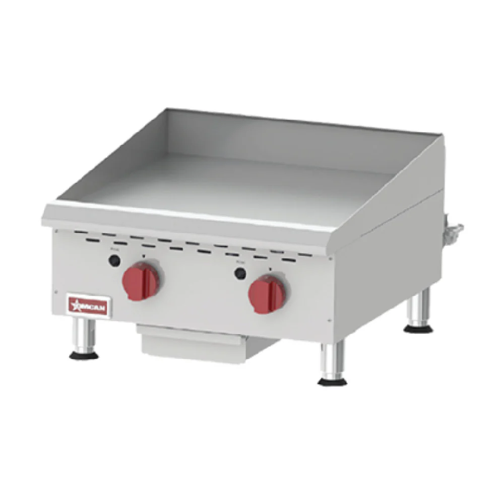 Omcan 43017 24 Inch Griddle Gas Countertop Stainless Steel 60,000 BTU with Removable Drip Tray Omcan 43017 24 Inch Griddle Gas Countertop Stainless Steel 60,000 BTU with Removable Drip Tray