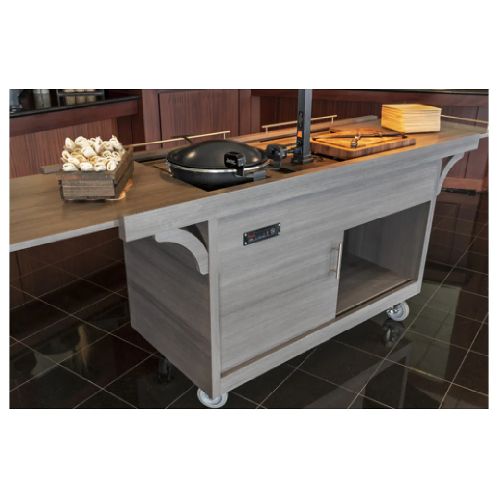 Spring USA TRC4834 29 Inch Induction Cart with Drop-in Range and Condiment Wells Spring USA TRC4834 29 Inch Induction Cart with Drop-in Range and Condiment Wells