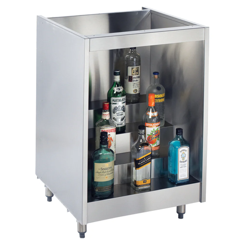Krowne KR-L24 24 Inch Back Bar Liquor Display Non-Refrigerated Stainless Steel and Galvanized Steel with 4 Steps