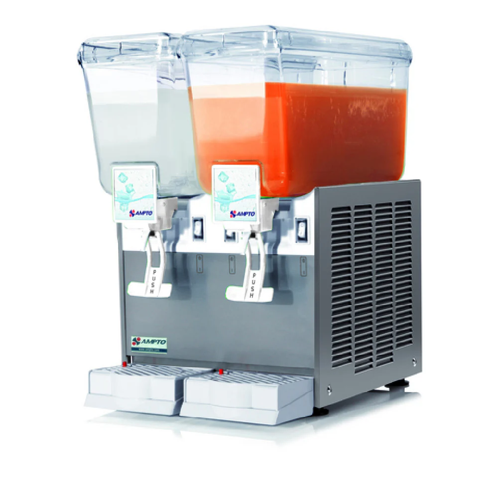 AMPTO C1256 14 Inch Electric Cold Beverage Dispenser Countertop Stainless Steel with Dual Bowls AMPTO C1256 14 Inch Electric Cold Beverage Dispenser Countertop Stainless Steel with Dual Bowls