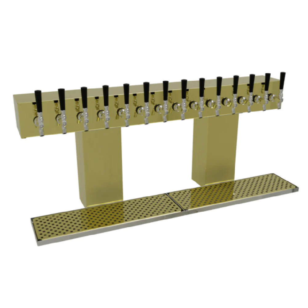 Glastender BRT-14-PBR 44 Inch Countertop Draft Beer Dispensing Tower Glycol Cooled Stainless Steel with 14 Faucets