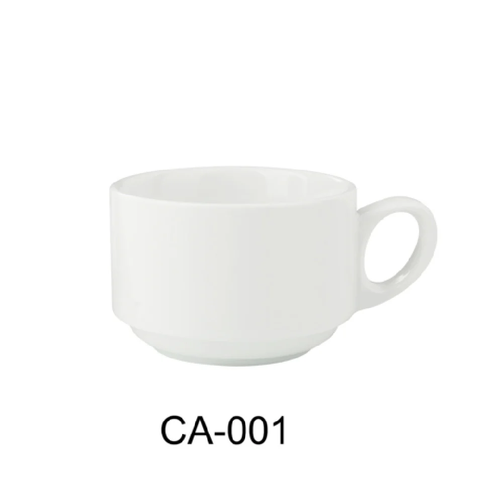 Yanco CA-001 7 Oz Cambria Stackable Coffee Cup Porcelain White 3 Dozen Packs