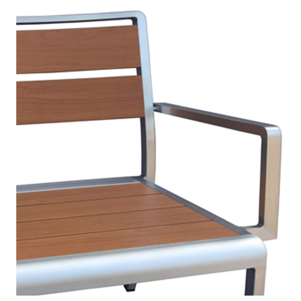 emuamericas, llc A1720-06-401 Chair Aluminum Stacking Armchair Indoor Outdoor Wood-look emuamericas, llc A1720-06-401 Chair Aluminum Stacking Armchair Indoor Outdoor Wood-look