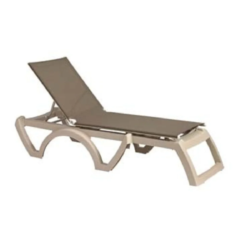Grosfillex US636181 26 Inch Jamaica Beach Chaise Adjustable Sling Sandstone Resin