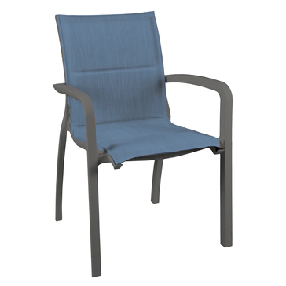 Grosfillex UT009288 24 Inch Stacking Armchair with Microban Madras Blue Fabric