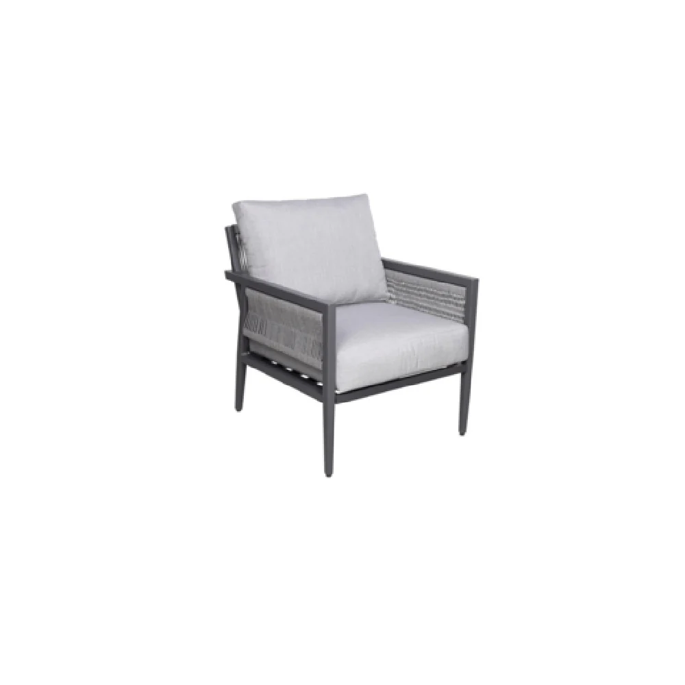 Plantation Prestige Commercial Furniture 8810600-015402 28 Inch Acadia Lounge Chair Gunmetal Grey with Grey Rope Plantation Prestige Commercial Furniture 8810600-015402 28 Inch Acadia Lounge Chair Gunmetal Grey with Grey Rope