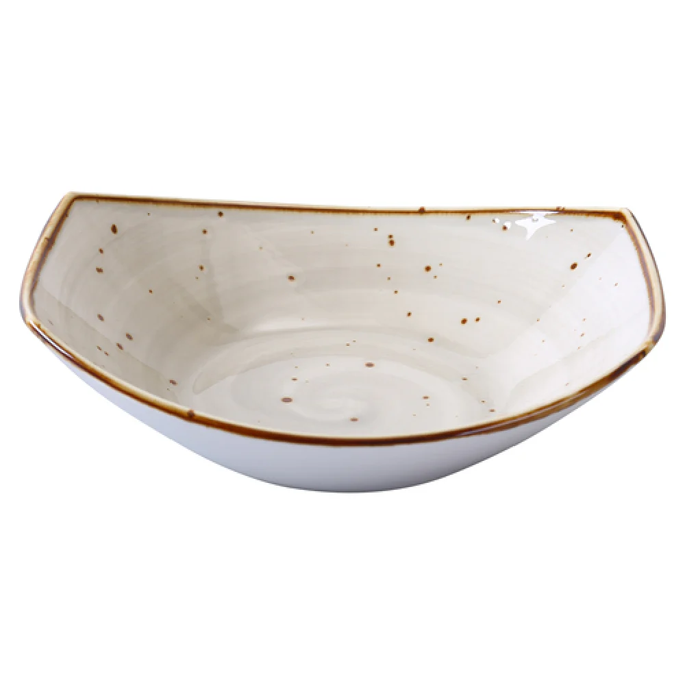 Yanco LY-309 20 Oz Free Form Pasta Salad Plate Porcelain Brown Speckled