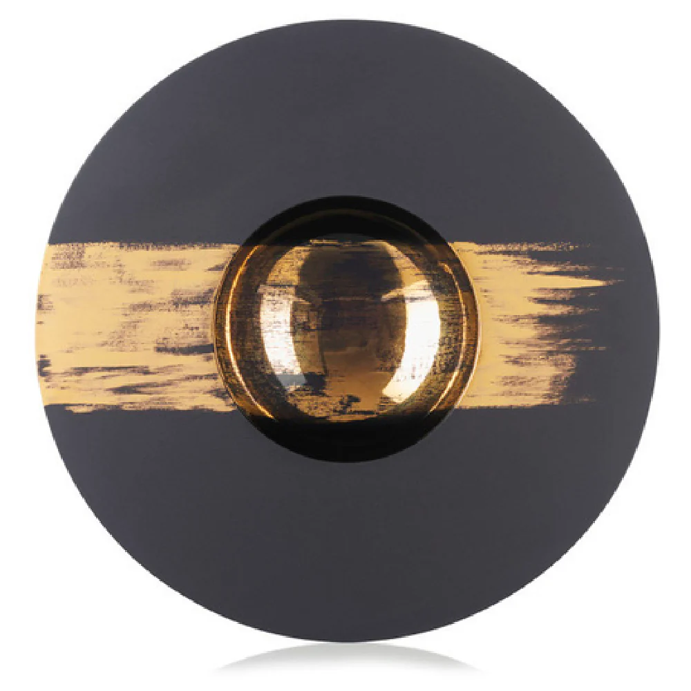 Revol 651568 10-1/2 Oz Sphere Plate Porcelain Round Glossy Black with Gold Revol 651568 10-1/2 Oz Sphere Plate Porcelain Round Glossy Black with Gold