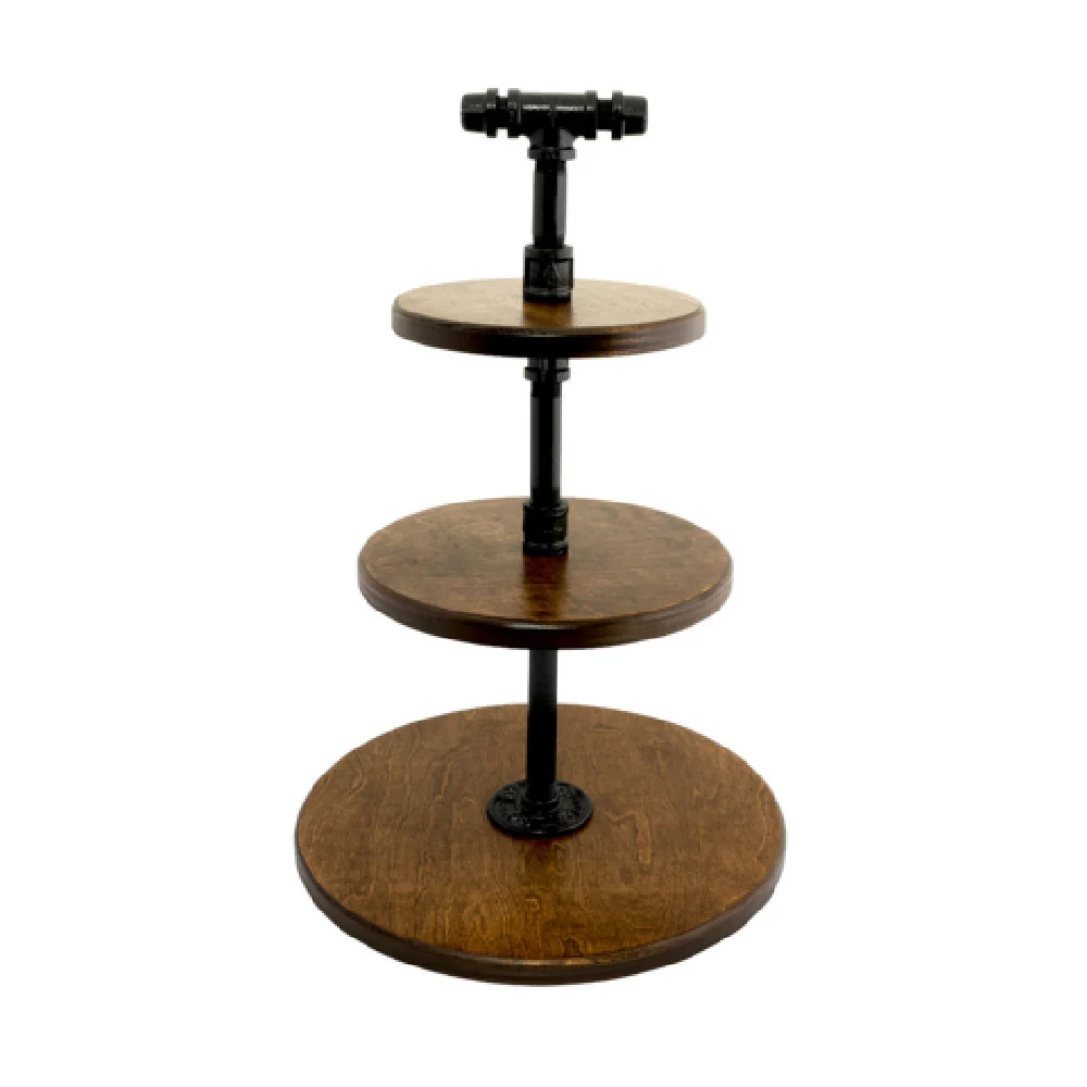 Steelite 6525T201 20.75 Inch 3-Tier Buffet Stand Wood Chestnut Finish
