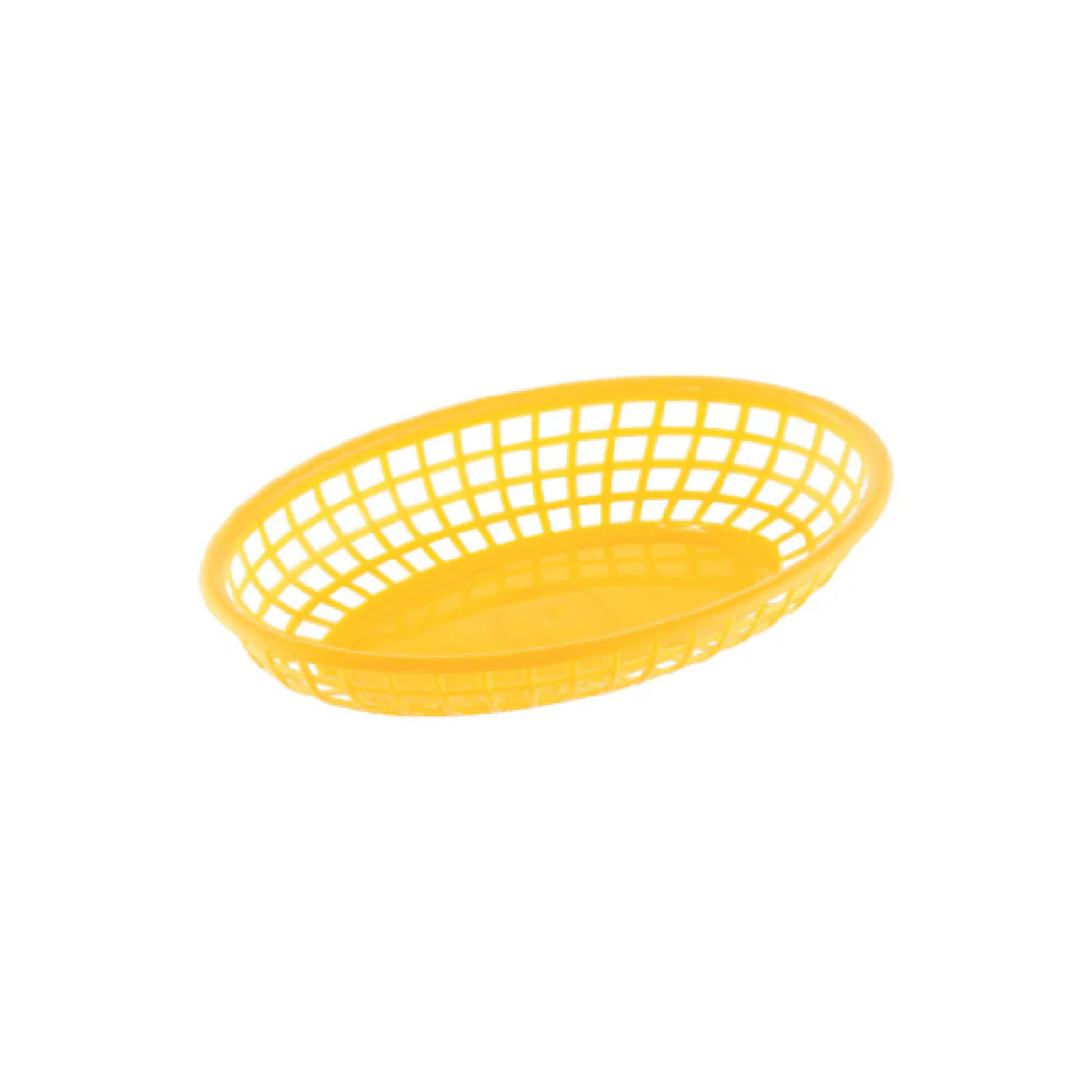 CAC China TTFB-09YL 9-1/4 Inch Oval Fast Food Basket Yellow Polypropylene