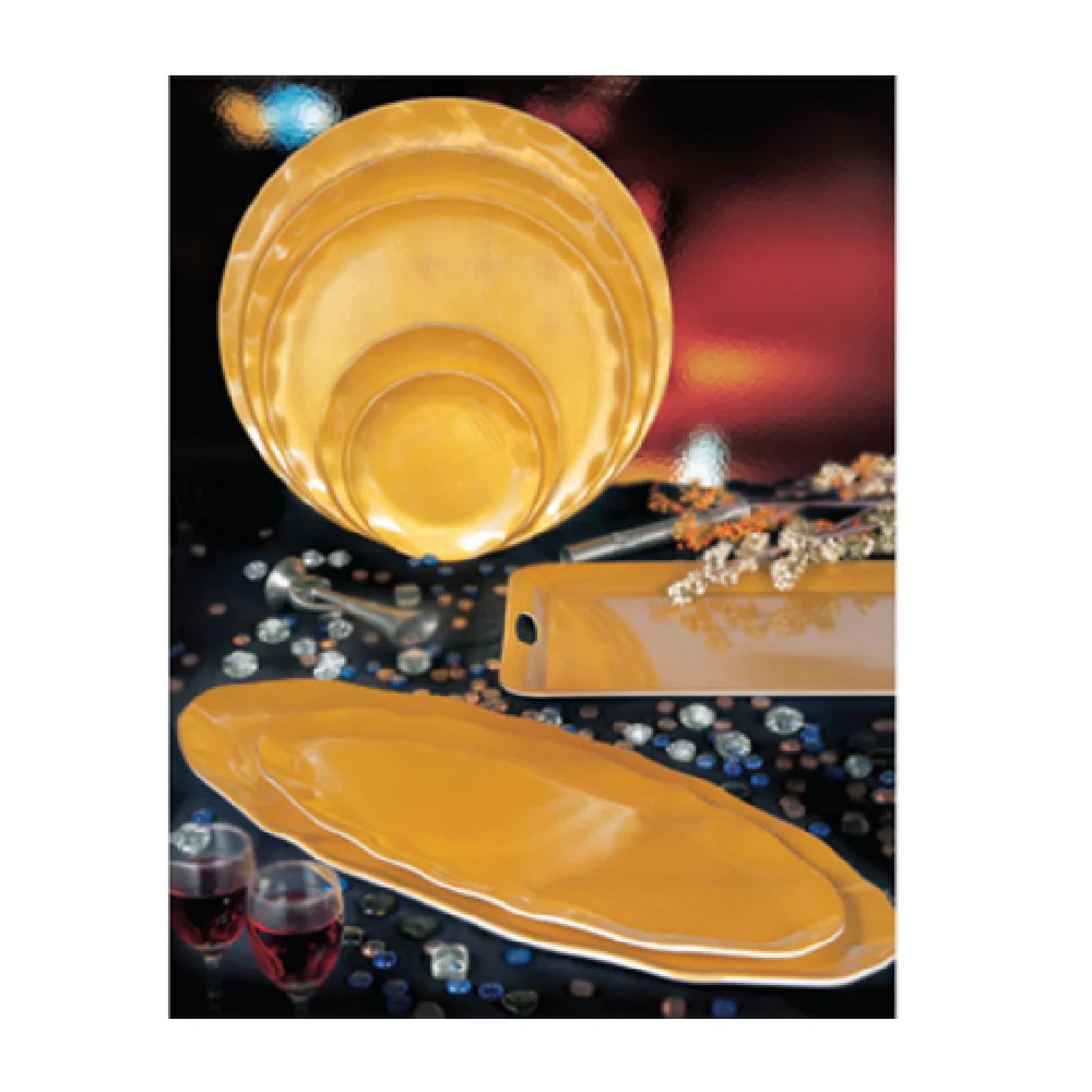 Thunder Group RF2024G 24 Inch Platter Gold Pearl Melamine Oval Break Resistant Thunder Group RF2024G 24 Inch Platter Gold Pearl Melamine Oval Break Resistant