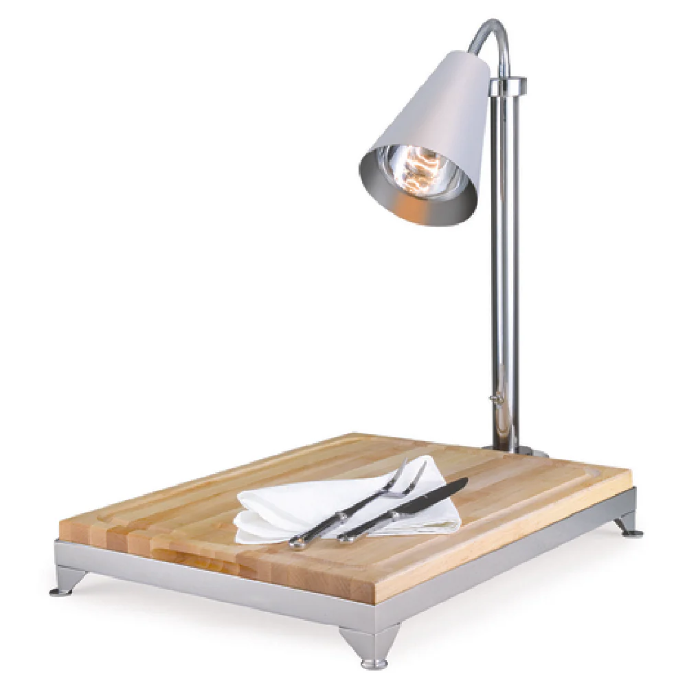 Steelite DW724MLWSS 24 Inch Carving Board with Frame and Lamp Brown Wood Stainless Steel Steelite DW724MLWSS 24 Inch Carving Board with Frame and Lamp Brown Wood Stainless Steel