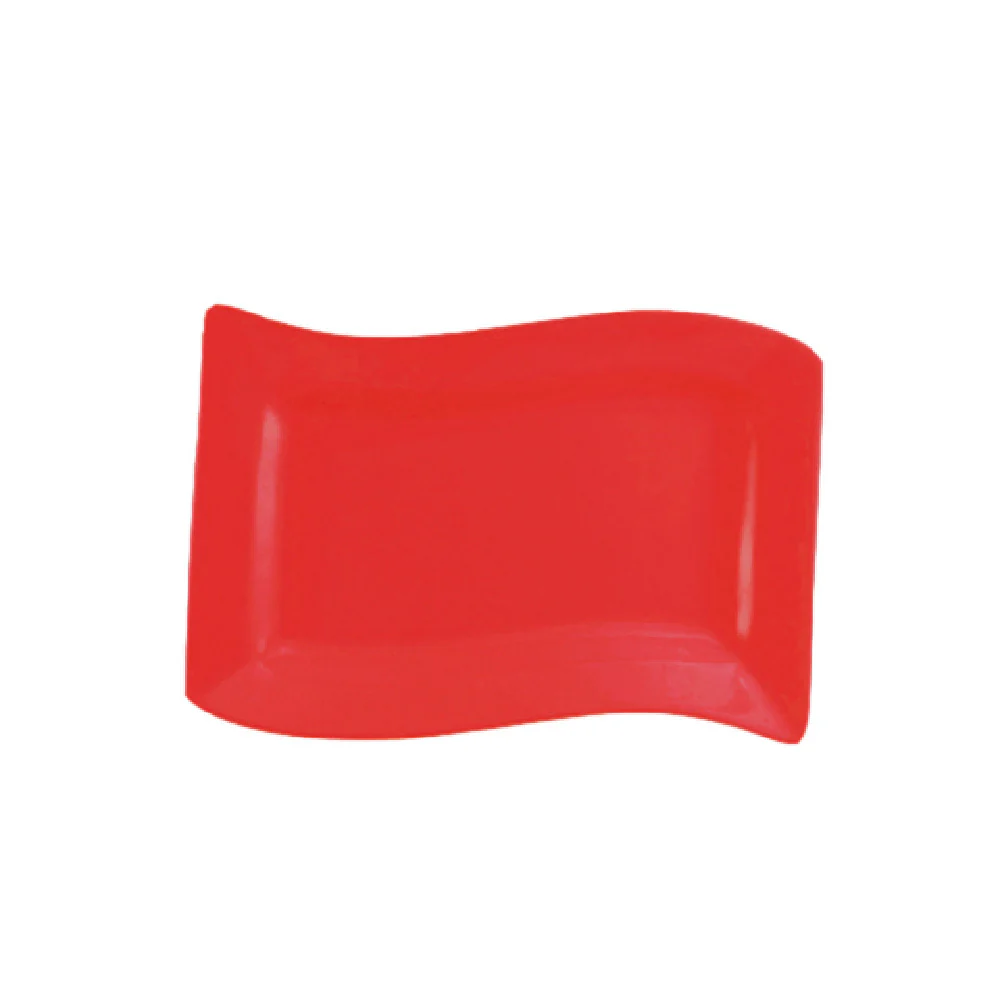CAC China SOH-51-R 15-1/2 Inch Rectangular Platter Red Ceramic with Wavy Edge CAC China SOH-51-R 15-1/2 Inch Rectangular Platter Red Ceramic with Wavy Edge